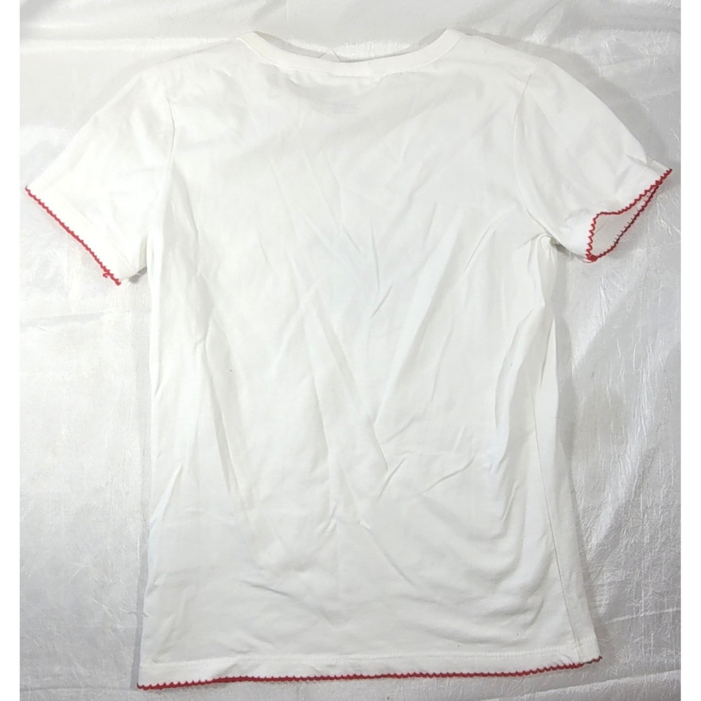 Cotton:On Fitted Longline Kewpie Cute As Pie T-Shirt - White w/ Red Trim - XXS - Picture 4 of 4